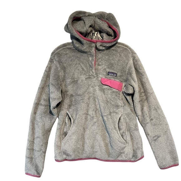 Patagonia Re-Tool Hoodie Fleece Jacket Women’s Small Gray Pink - Picture 1 of 8